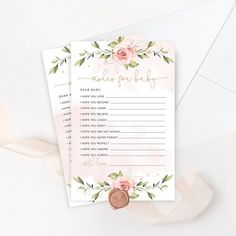 two pink flowers and greenery baby shower games