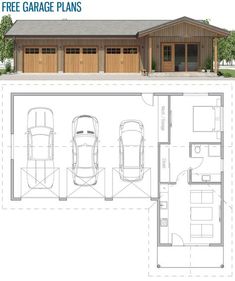 two car garage plans are shown with the floor plan and measurements for each one vehicle