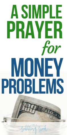 the cover of a simple prayer for money problems, with an image of a stack of cash