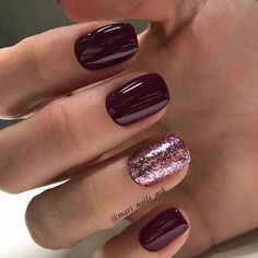 10 Amazing WineColored Nail Design Ideas EntertainmentMesh Nail Hacks, Natural Nail Polish, Classy Nail Designs, Valentine Nails, Modern Nails, Gold Nail, Simple Summer, Burgundy Nails