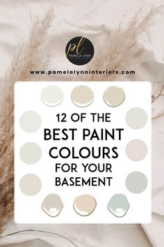 the best paint colors for your basement, including beiges and browns with text overlay that reads 12 of the best paint colours for your basement basement