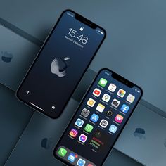 two iphones sitting next to each other