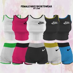 the nike women's sportswear is shown in five different colors