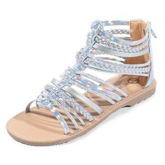 Berhood Sandals for Girls Gladiator Sandals for Little Big Kid Open Toe Summer Sandals with Back Zipper Big Kid Silver 4 Size: Big Kid 4.  Gender: female.  Age Group: kids. Garden Clogs, Water Sandals, Garden Girls, Girls Shoes Kids, Girls Sandals, Kids Sandals, Summer Sandals, Beach Sandals, Big Kid