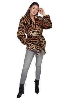 Soft bodied, long sleeves, buttoned front with belted waist, 2 front pockets, cozy and chic. Materials: 80% Modacrylic, 20% Acrylic/ Lining- 100% Polyester Model Is 5ft 9in and wearing a size small Fur Accessories, Real Fur, Faux Fur Jacket, Fur Jacket, Winter Wardrobe, And Now, Faux Fur, Knitwear, Jackets & Coats