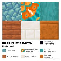 an image of the block palettes displayed in different colors and sizes, with text that reads block palette 2097 blocks used