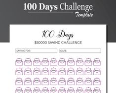 a printable calendar with the words 100 days and envelopes in pink on it