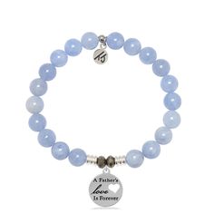 Sky Blue Jade Stone Bracelet with Father's Love Sterling Silver Charm Jade Charm, Bracelets With Meaning, Blue Charm, Blue Jade, Never Stop Dreaming, Jade Gemstone, Lucky Horseshoe, Sterling Silver Charm Bracelet, Silver Charm Bracelet