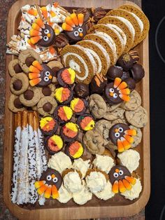 Thanksgiving Charcuterie Board 
Pumpkin Rolls
Turkey Oreos Thanksgiving Treat Charcuterie Board, Sweet Charcuterie Board Ideas Thanksgiving, Thanksgiving Desserts Platter, Thanksgiving Sweet Board, Pumpkin Pie Charcuterie Board, Thanksgiving Dessert Grazing Board, Charcuterie Board Dessert Thanksgiving, Turkey Charcuterie Board Dessert, Fall Cookie Board Platter