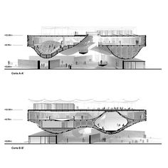 two diagrams showing the different sections of a building