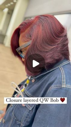 Aka diaryof_ahairstylist on Instagram: "Closure Quickweave Bob ♥️  I love a good heavy Weight Bob lol" Styles With Lace Frontals, Bob With Closure Quick Weave, Women Bob Haircut, Quick Weave Closure Hairstyles, Closure Bob, Bob Layers, Bob Sew In Weave Middle Part