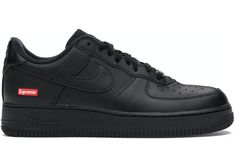 Buy and sell authentic Nike shoes on StockX including the Nike Air Force 1 Low Supreme Black and thousands of other sneakers with price data and release dates. Black Air Force 1, Supreme Logo, Supreme Box Logo, Tiffany Box, Nike Air Force One, Black Shoes Men, Sneaker Release, Sneakers Adidas, Nike Air Force Ones