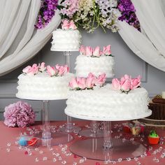 16inch Round 4-Tier Clear Acrylic Cake Stand Set & Cupcake Dessert Holder#whtbkgd Cake Stands For Wedding, Clear Cupcake Stand, 4 Tier Cake, Clear Cake Stand, Elegant Cake Stands, Chandelier Cake Stand, Acrylic Cupcake Stand, Clear Plate, Chandelier Cake