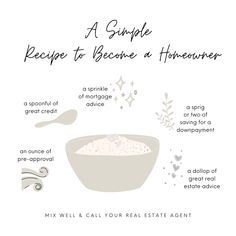 a recipe to become a homemaker with ingredients labeled in the bowl and spoons