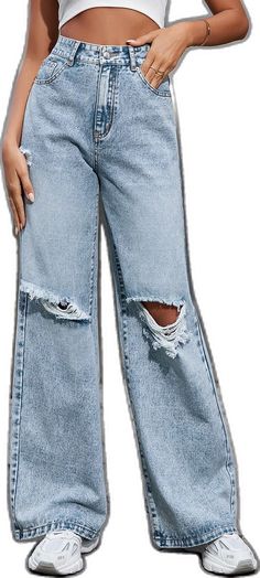 Ripped Baggy Jeans, Fall Streetwear, Waist Jeans, Baggy Jeans, High Waist Jeans, Womens Bottoms, Mom Jeans, High Waist, Women Jeans