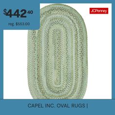 a green rug with the words capel inc oval rugs $ 422 00