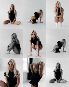 a woman is posing in different poses for the camera