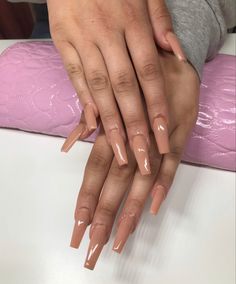 Nude Nails Coffin, Nails Tan, Dark Acrylic Nails, Tan Tips, Acrylic Nails Yellow, Cute Almond Nails, Brown Acrylic Nails, Lipstick Nails, Gel Toe Nails