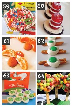 there are pictures of different desserts and sweets on this page, with the number six in each photo