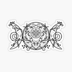 a black and white drawing of an ornamental design