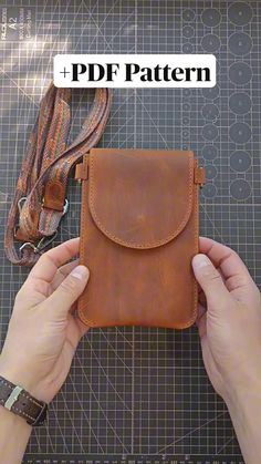 a person is holding a small brown bag on top of a piece of paper with the words pdf pattern above it