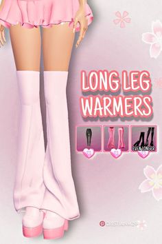 the long legs warmers are pink and have high heeled boots on top of them