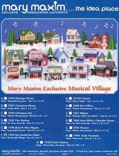 an advertisement for mary martin's christmas musical village, which is on display at the museum