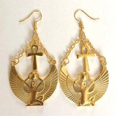 Ancient Egypt Earring - Zinc Alloy Goddess Isis - Bricks Masons Egyptian Accessories, Egyptian Earrings, Egypt Jewelry, Ancient Egyptian Jewelry, Egyptian Jewelry, Egyptian Goddess, Punk Jewelry, Precious Jewels, Ancient Egyptian