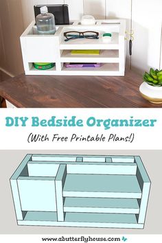 the diy bed side organizer with free printable plans