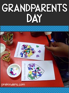 an image of a child's handprinted grandparents day card on a table