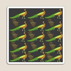 an orange and green bird pattern sticker