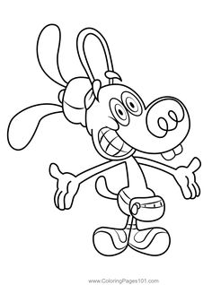 the cartoon dog is running with his head in the air and eyes wide open, coloring pages