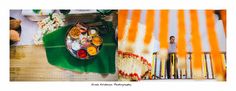 a man standing in front of a table filled with food