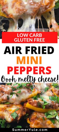 grilled mini peppers with melted cheese on top and the title overlay reads low carb gluen free