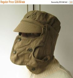 This one really is cool. Hey, I found this really awesome Etsy listing at https://www.etsy.com/listing/248466233/20-off-vintage-military-hat-authentic Steampunk Gas Mask, Mask Steampunk, Army Clothes, Military Hat, Military Gear, Military Outfit, Gas Mask, Vintage Military, Military Uniform