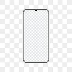 a white and black cell phone on a checkered background, with an empty screen