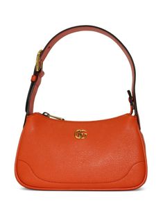 orange leather signature Interlocking G logo plaque top zip fastening adjustable top handle main compartment Gucci Shoulder Bag With Logo Hardware, Gucci Shoulder Bag With Logo Hardware For Everyday Use, Gucci Leather Shoulder Bag With Logo Hardware, Gucci Evening Bag With Logo Hardware, Gucci Bags With Logo Hardware For Evening, Gucci Rectangular Bag With Logo Hardware, Rectangular Gucci Bag With Logo Hardware, Gucci Shoulder Bag Textured Leather For Daily Use, Gucci Textured Leather Shoulder Bag For Daily Use