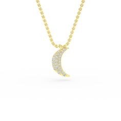 14K Yellow Gold Crescent Moon Diamond Necklace - Shop online from Artisan Brands Diamond Necklace With Moon Charm For Anniversary, Fine Jewelry Diamond Moon Phase Necklaces, Moon Phase Diamond Necklace Fine Jewelry, Fine Jewelry Diamond Moon Phase Necklace, Diamond Moon Phase Necklace Fine Jewelry, Diamond Moon Charm Necklace With Round Pendant, Moon Shaped Diamond Necklaces With Accents, Moon Shaped Diamond Necklace With Accents, Moon-shaped Diamond Necklace With Accents