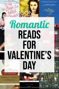 the cover of romantic reads for valentine's day, with text overlaying it