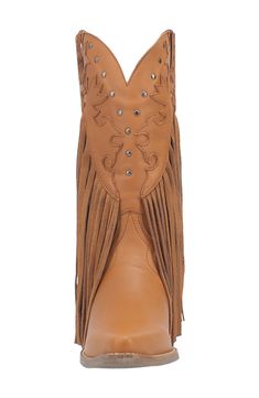 Dramatic leather fringe on this pointed-toe Western boot will move to the beat of every hoedown you attend, while a cushioned insole keeps you supported. 1 1/4" heel 12" shaft; 15" shaft circumference Pull-on style Cushioned insole Leather upper/textile lining/synthetic sole Imported Leather Fringe Boots For Rodeo, Brown Western Boots With Tassels, Fall Fringe Boots With Snip Toe, Leather Pointed Toe Boots With Fringe, Brown Leather Fringe Boots, Hairstyling Products, Western Boots Women, Rollerball Perfume, Western Boot