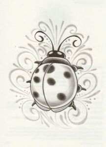 a drawing of a ladybug on a white background