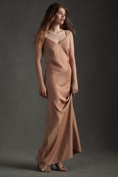 A study in elegant simplicity, the Charlie Dress boasts a deep-V back, refined double straps, and a body-skimming silhouette, perfect as-is or as the starting palette for statement jewels or hair adornments. Bhldn Dress, Hair Adornments, Chiffon Maxi Dress, 80 Dress