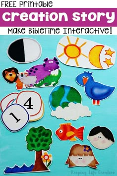 the free printable creation story for kids to make their own interactive pictures and numbers