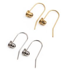 Two pairs of Post to Wire Earring Converters, one pair in gold and one pair on silver, against a white background. Jewelry Hacks, Earrings Diy Handmade, Hardware Jewelry, Amazon Jewelry, Wire Earring, French Wire Earrings, Contemporary Jewelry Design, Fire Opal Necklace, Your Pretty