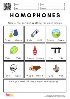 the homo phone worksheet for kids to learn how to read them and use it