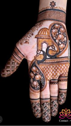 the hand is decorated with intricate designs