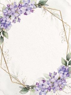 a watercolor painting with purple flowers and green leaves