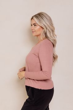 The perfect layering top for transitioning through the seasons. Made in a butter soft, ribbed fabric, the Daisy Long Sleeve can be worn on it’s own or under your favourite Romper (might we suggest the Dolly Jomper)! Made from a buttery soft, ribbed fabric Same fabric as Claire Top Round neck, with fitted sleeves and body A perfect layering piece to wear underneath the Billie Jacket + Dolly Jomper Length from shoulder based on L: 22" Lovingly made in Canada Jillian Harris, Fitted Sleeves, Layered Tops, Maternity Shops, Top Round, Romper Dress, The Seasons, Fabric Shop, Top Sales