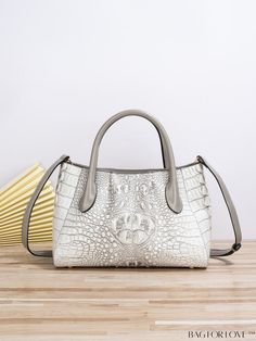 BagForLove - Womens Crocodile Pattern Vintage Handbag - Classic and Elegant Dome Bag, Table Layout, Vintage Handbag, Details Pictures, Crocodile Pattern, Word Wrap, White Space, Vintage Handbags, Bag Straps