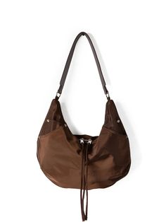 Solid Ladies Shoulder Bags Large C Large Capacity Brown Nylon Bag, Brown Nylon Shoulder Bag With Double Handle, Brown Nylon Double Handle Shoulder Bag, Trendy Brown Nylon Bag, Brown Nylon Shoulder Bag For Daily Use, Nylon Chest Bag With Removable Pouch, Casual Nylon Crossbody Hobo Bag, Brown Nylon Bags With Double Handle, Large Capacity Nylon Shoulder Bag